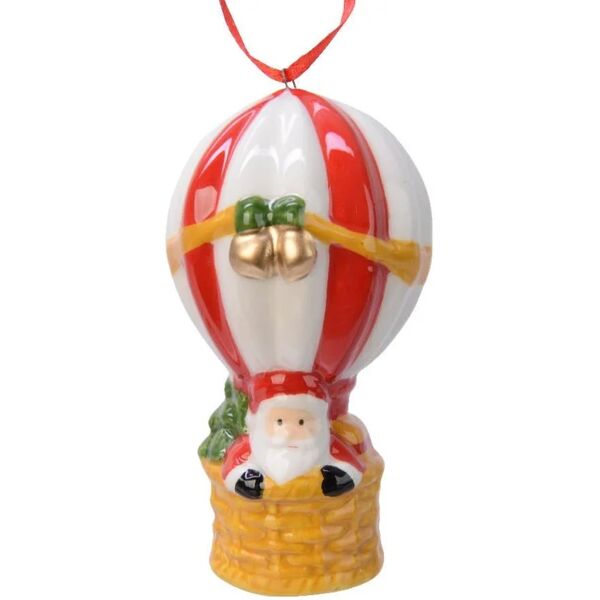 decoris decorazione per albero di natale a forma di babbo in ceramica , colore bianco e rosso