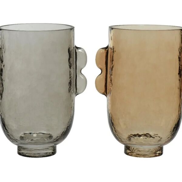 decoris vaso decorativo  vaso in vetro 2col 28cm d17.3x28c in vetro grigio / argento e marrone e trasparente h 28 cm