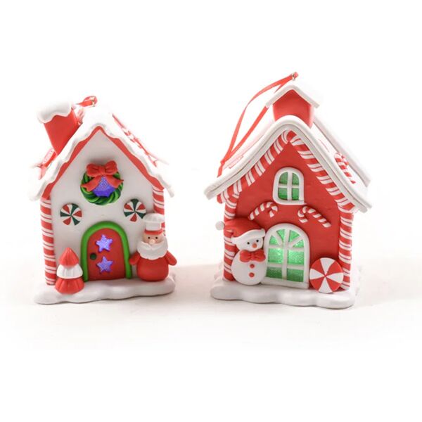 leroy merlin decorazione per albero di natale casetta  h 12 cm, l 9 cmx p 7.5 cm, , colore rosso