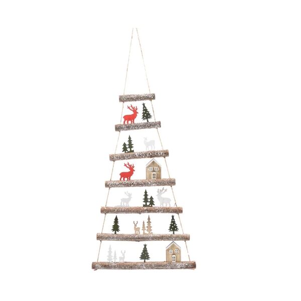 leroy merlin figura natalizia beige albero innevato fuoriporta in legno l 45 h 75 cm