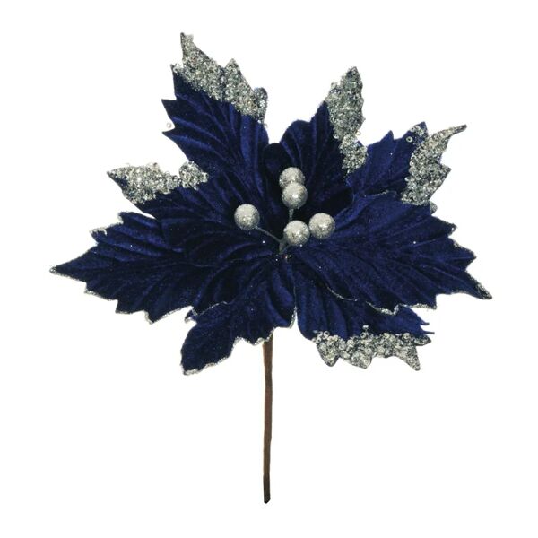 leroy merlin decorazione per albero di natale a forma di fiore  h 23 cm, , colore blu glitter