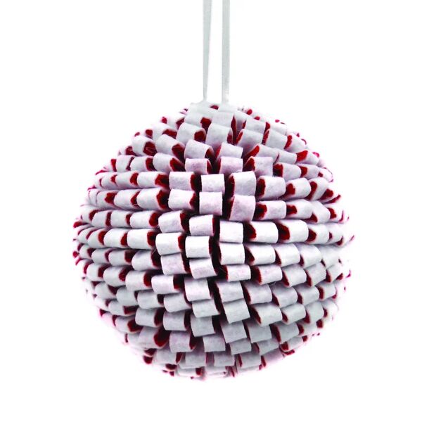 leroy merlin decorazione per albero di natale con forma sferica in lana Ø 10 cm, colore bianco, rosso