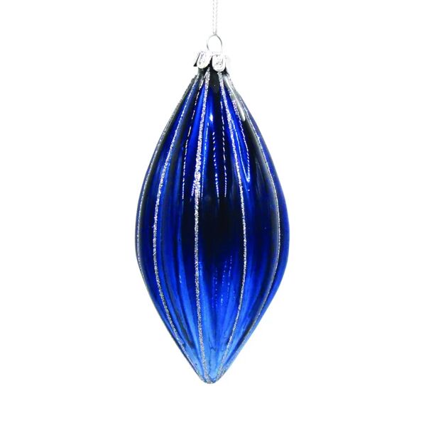 leroy merlin decorazione per albero di natale a forma di pendente in vetro  h 14 cm, , colore blu