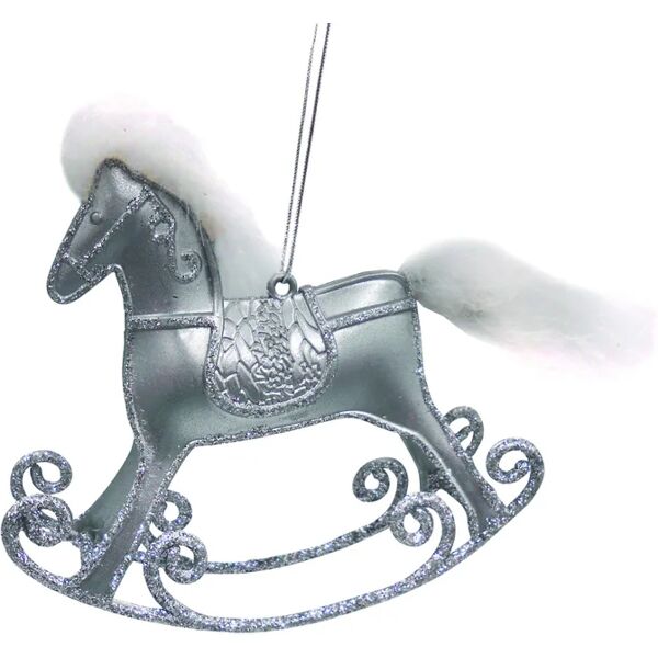 leroy merlin decorazione per albero di natale cavallo a dondolo  h 13 cm, l 12 cm, colore grigio / argento