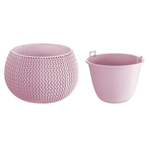 prosperplast vaso di fiori tonda con vasca splofy bowl in plastica colore viola 37 (lunghezza) x 37 (larghezza) x 21 (altezza) cm