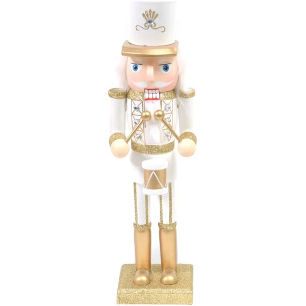 decor space statuetta soldatino schiaccianoci natalizio gold in legno h 36 cm / tamburo