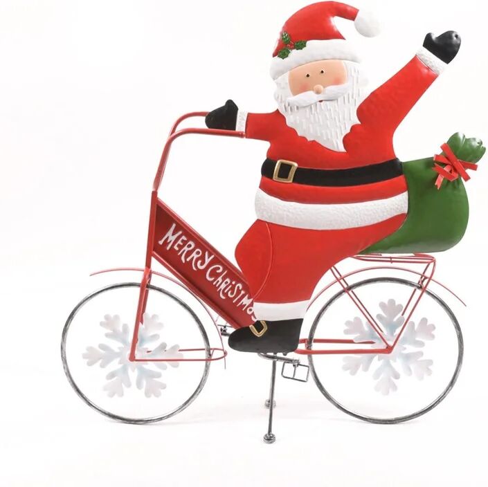 leroy merlin figura natalizia rosso e bianco babbo natale su bicicletta l 72 x p 25 x h 74.3 cm