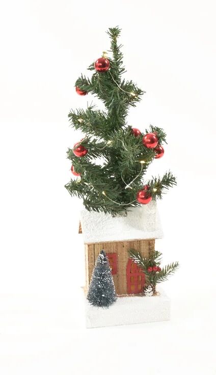 leroy merlin figura natalizia multicolore casa con albero in legno h 47 cm