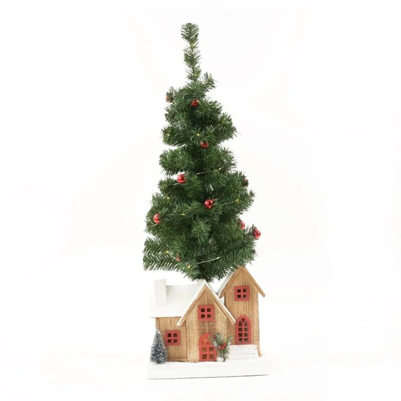 leroy merlin figura natalizia multicolore casa con albero addobbato in legno h 95 cm