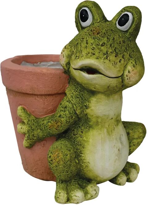 leroy merlin decorazione statuetta giardino rana con vaso in magnesio  multicolore h 31 cm x h 29 cm h