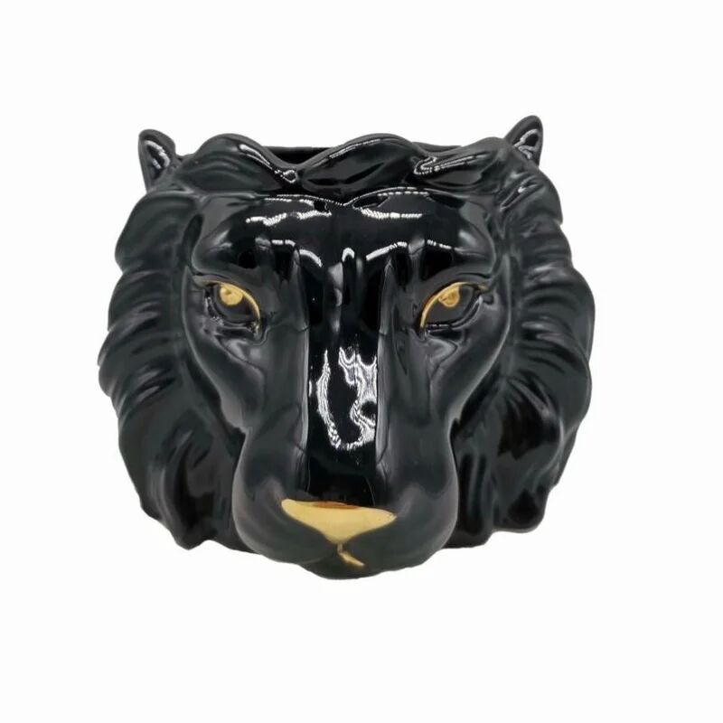 leroy merlin decorazione testa leone nero e oro 21,5x18h13,5 in ceramica  h