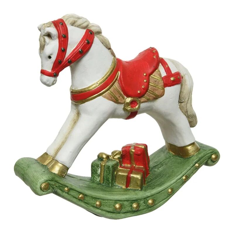 decoris cavallo a dondolo multicolore in terracotta h 16.5 cm