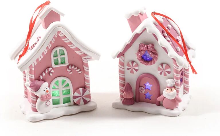 leroy merlin decorazione per albero di natale casetta  h 8 cm, l 6 cmx p 12 cm, , colore rosa