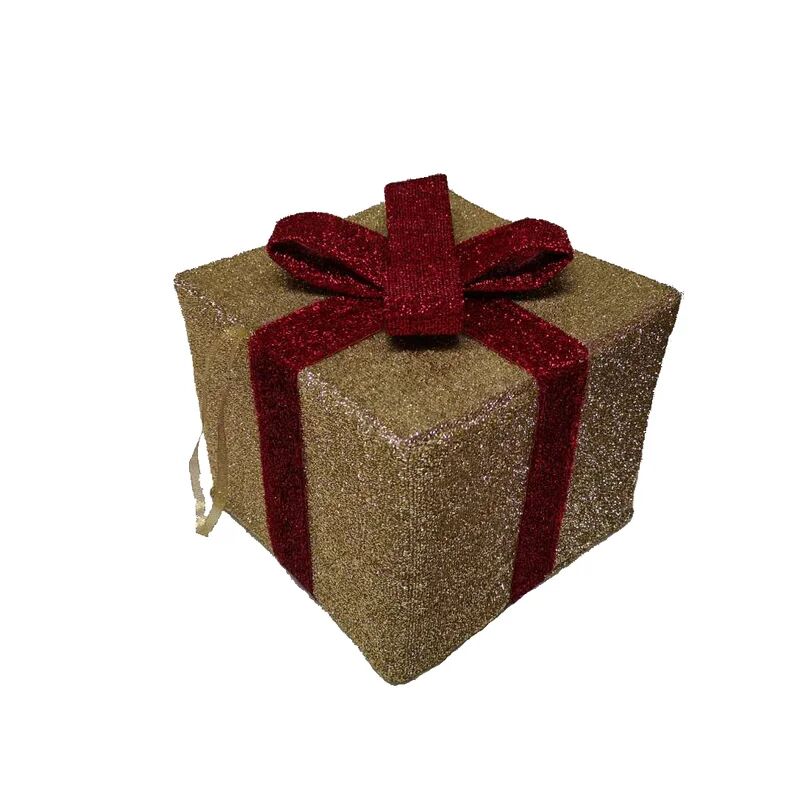 leroy merlin figura natalizia giallo / dorato e rosso pacco regalo in poliestere l 40 x p 40 x h 35 cm