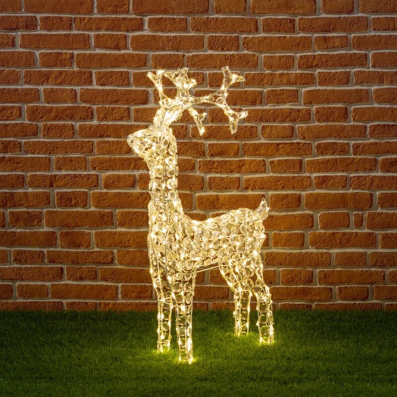 decor space renna natalizia luminosa a luce fissa con cristalli a led decorazione per interno ed esterno / luce calda / 90 cm
