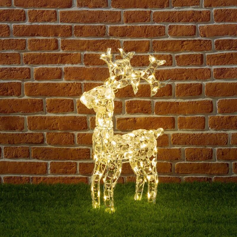 decor space renna natalizia luminosa a luce fissa con cristalli a led decorazione per interno ed esterno / luce calda / 70 cm