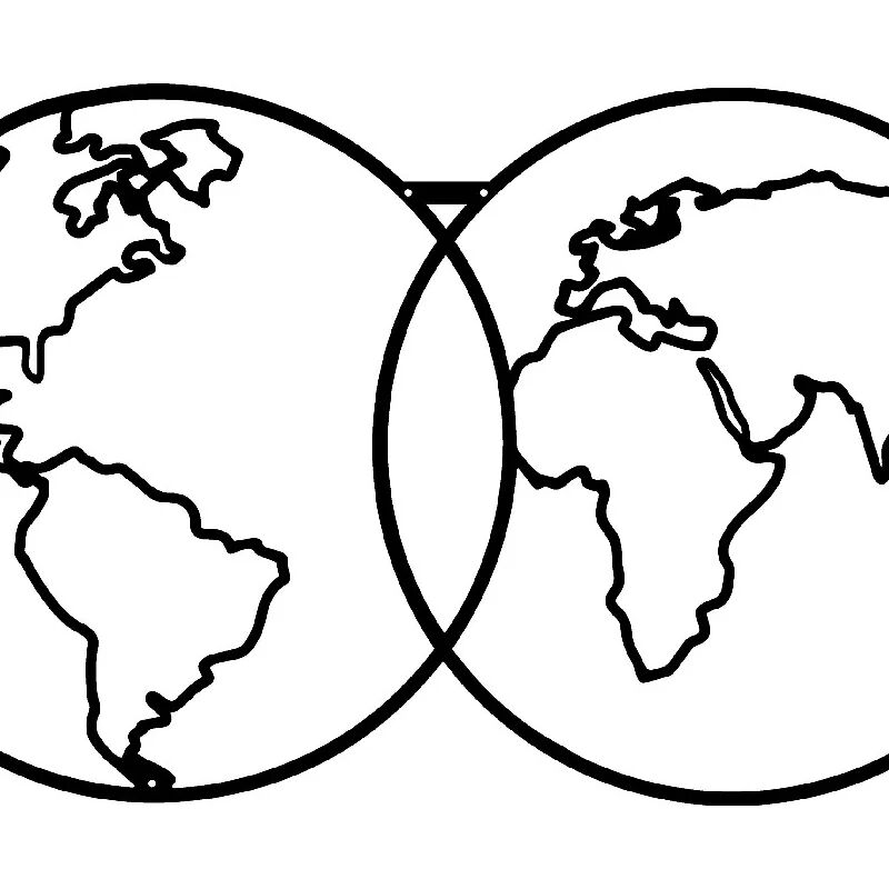 homemania decorazione da parete mappa del mondo 9 60x34cm metallo nero