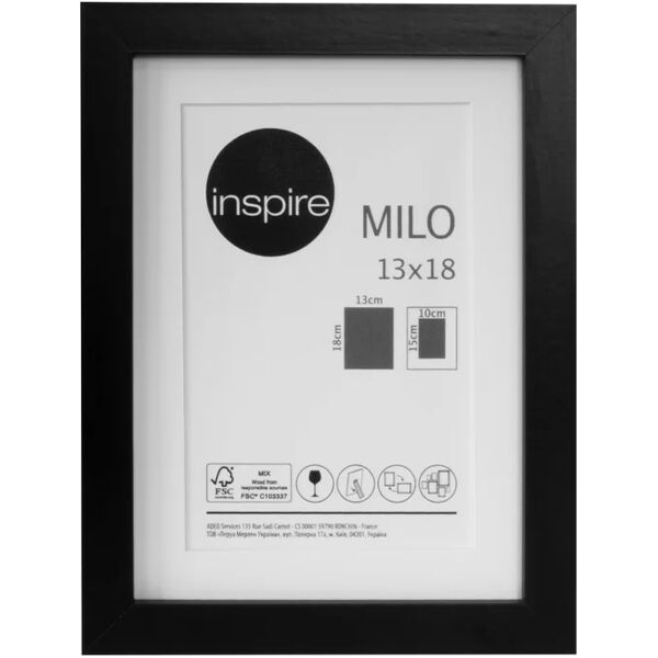 inspire cornice con passe-partout  milo, nero 15x20 cm per immagini 10x15 cm