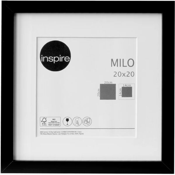 inspire cornice con passe-partout  milo, nero 20x20 cm per immagini 13x13 cm