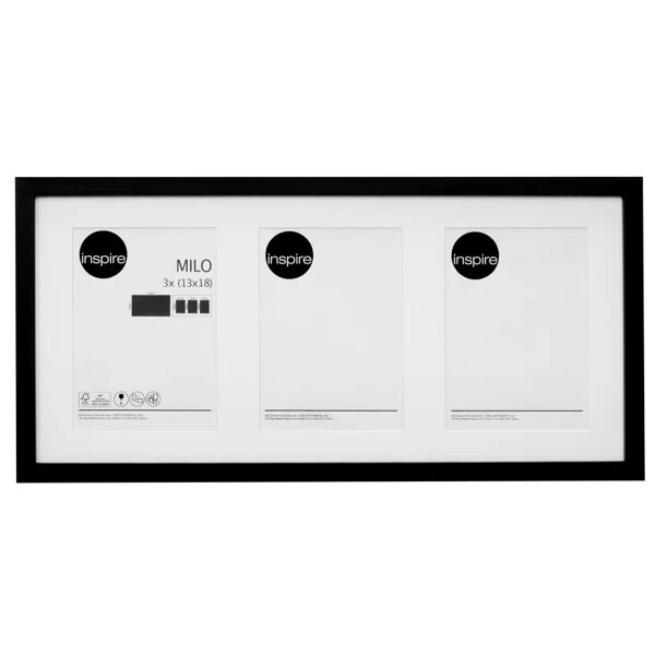 inspire cornice   milo, nero misure 52 x 18 cm per 3 fotografie