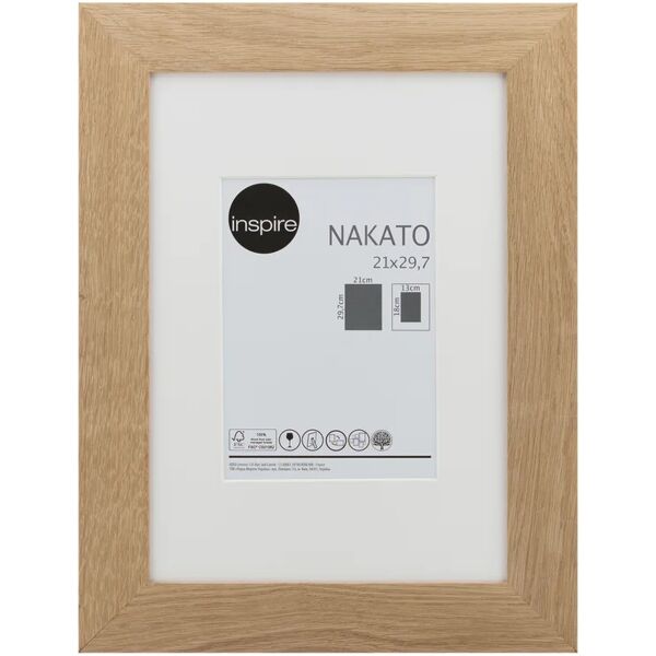 inspire cornice con passe-partout  nakato, marrone 28x36.7 cm per immagini 13x18 cm