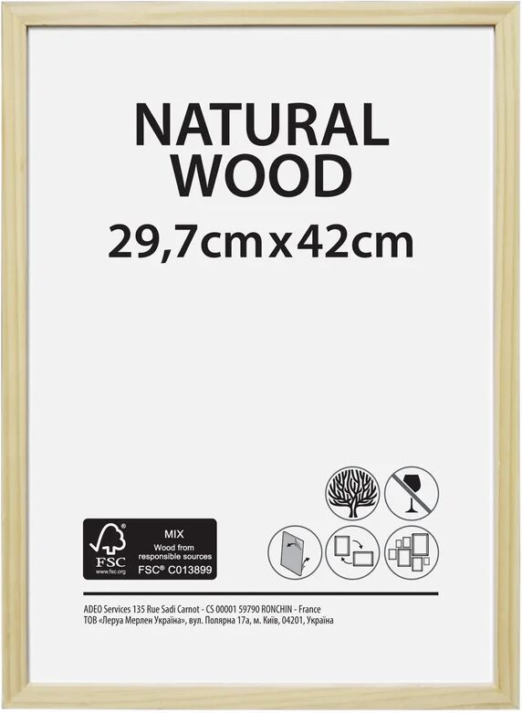 Leroy Merlin Cornice Natural wood naturale lucido per foto da 29.7x42 cm