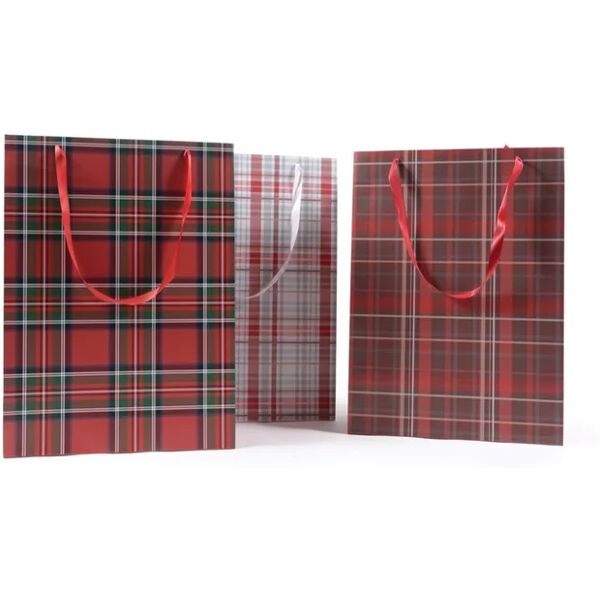 leroy merlin sacchetto natalizio tartan rosso 40x 20 cm