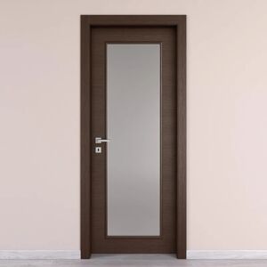 COOPLEGNO Porta battente Timber Vetro wengé L 70 x H 210 cm reversibile