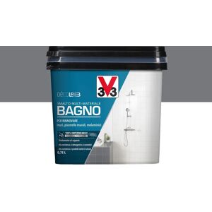 V33 Smalto da interno per piastrelle lavabile,  Decolab smalto bagno grigio scuro satinato, 0.75 L