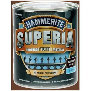 HAMMERITE Vernice da esterno antiruggine per ferro  Superia marrone lucido, 0.75 l