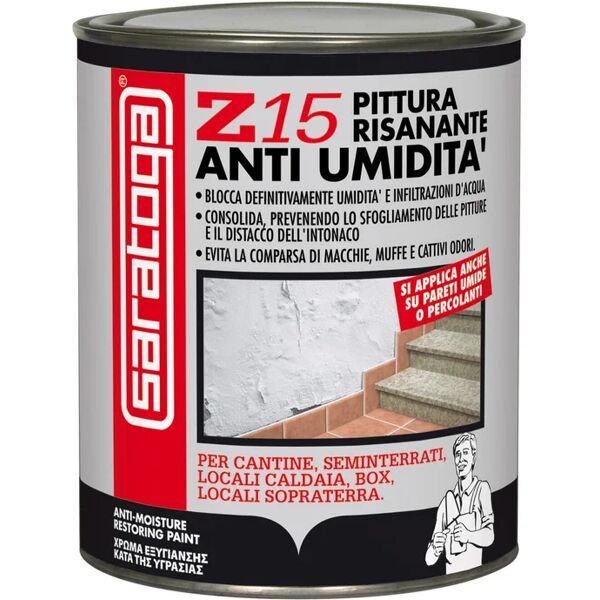 saratoga pittura per interni antimuffa,  z15 bianco opaco, 0.75 l