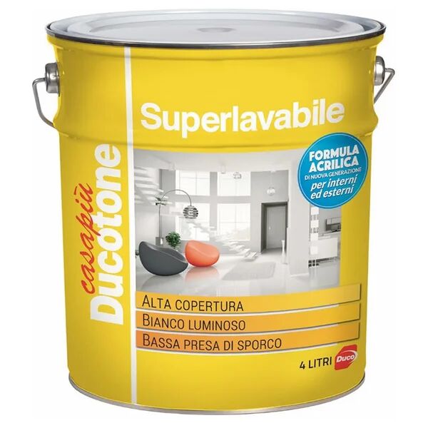 maxmeyer pittura per interni super lavabile,  ducotone bianco opaco, 4 l