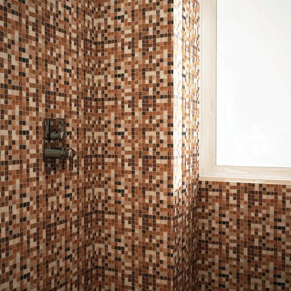 ston mosaico vetro ambra chiara multicolore sp. 4 mm.