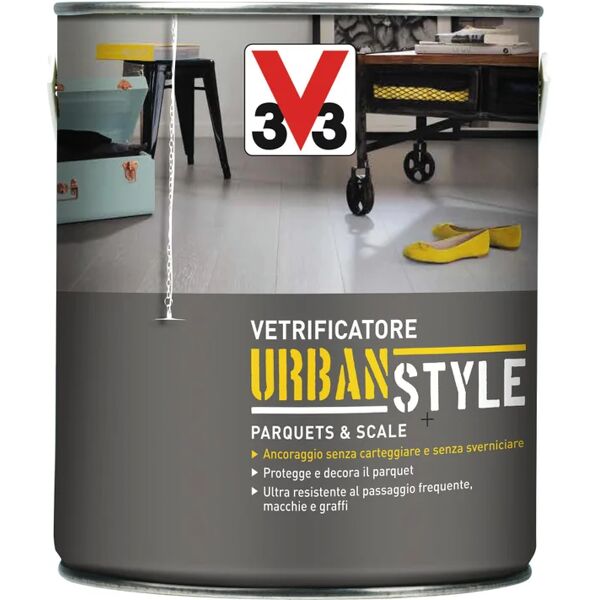 v33 vetrificatore per parquet  urban style grigio ghisa metallizzato satinato 0.75 l