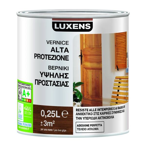 luxens vernice per legno da esterno  alta protezione noce chiaro lucido 0.25 lt
