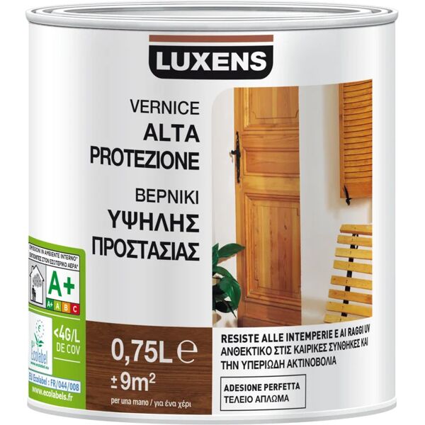 luxens vernice per legno da esterno  alta protezione noce scuro lucido 0.75 lt