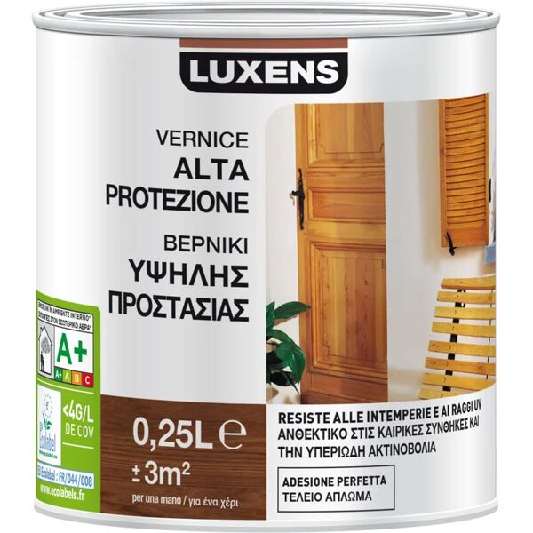 luxens vernice per legno da esterno  alta protezione noce scuro satinato 0.25 lt