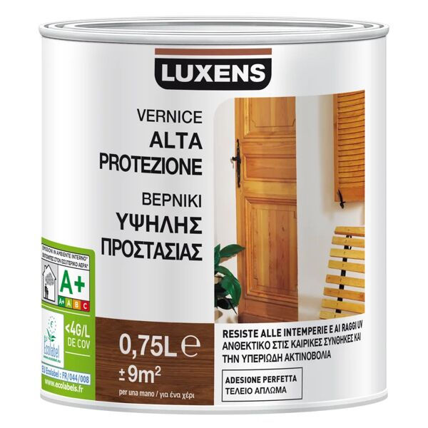 luxens vernice per legno da esterno  alta protezione noce scuro satinato 0.75 lt