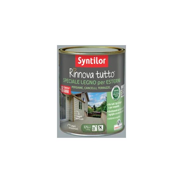 syntilor vernice da esterno per legno  rinnova tutto grigio chiaro, 2.5 l