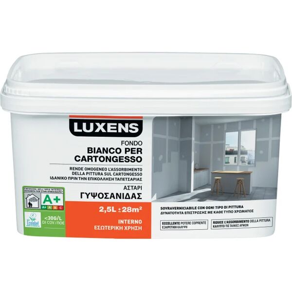 luxens fondo per pittura  per cartongesso base acqua 2.5 l