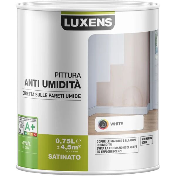 luxens pittura per interni antimuffa,  bianco satinato, 0.75 l