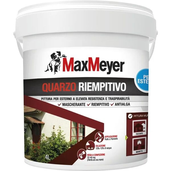 maxmeyer pittura al quarzo per intonaco  riempitivo bianco, ruvido, 4 l