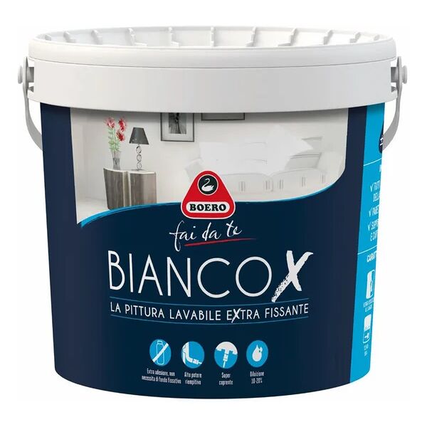 boero pittura per interni lavabile,  biancox bianco opaco, 4 l