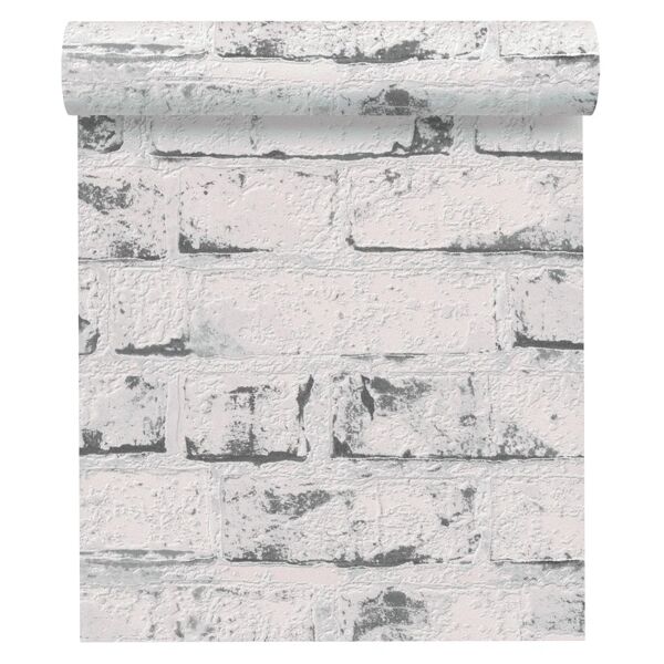 a.s. creation carta da parati muro cortina bianco e grigio, 53 cm x 10.05 m