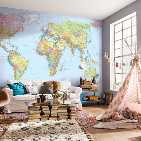 komar fotomurale  world map colore multicolor, 368 x 248.0 cm