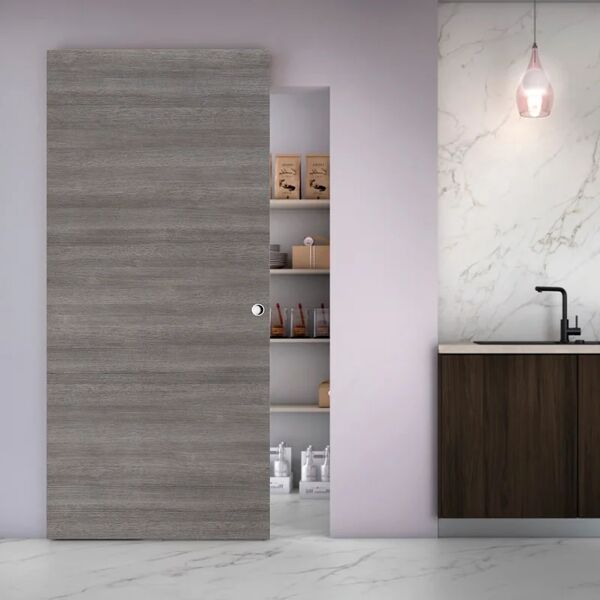 leroy merlin porta scorrevole space pietra tonda in legno, l 101 x h 230 cm, con binario space : scorrevole esterno muro con binario invisibile