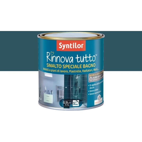 syntilor smalto da interno per piastrelle,  rinnova tutto bagno blu profondo satinato, 0.5 l