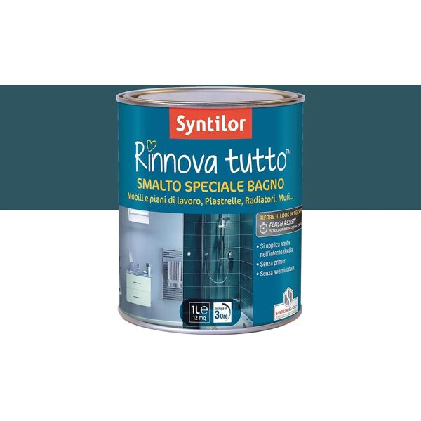 syntilor smalto da interno per piastrelle,  rinnova tutto bagno blu profondo satinato, 1 l