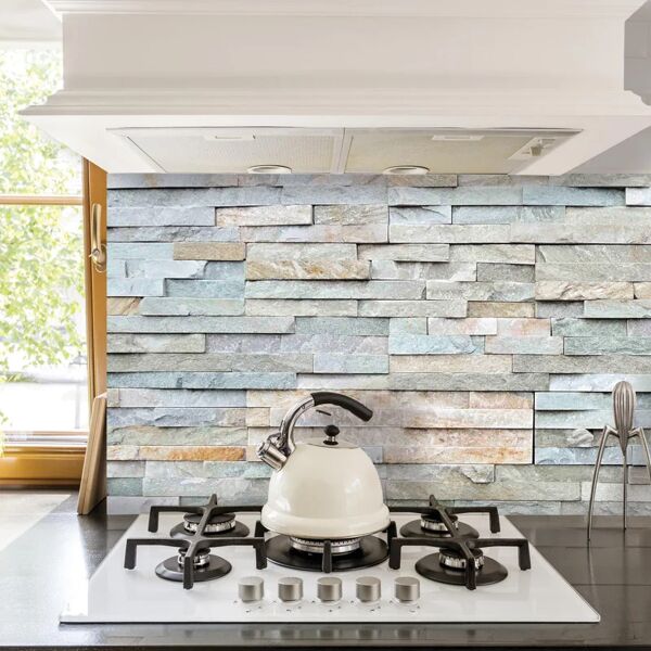 leroy merlin sticker paraschizzi adesivo backsplash stones 45x180 cm grigio pietra