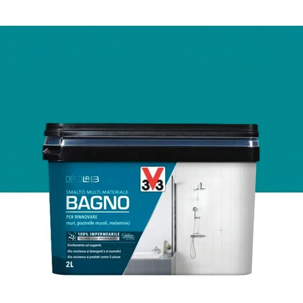 v33 smalto da interno per piastrelle lavabile,  décolab blu lago satinato, 2 l